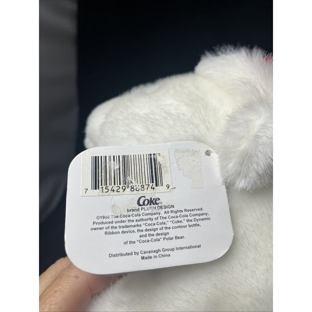 Coca Cola Bear 1996 12" Plush Stuffed Animal White Polar With Santa Hat Vintage - Picture 7 of 9